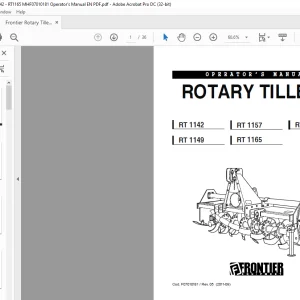 Frontier Rotary Tillers RT1142 RT 1157 RT 1265 RT 1149 RT 1165 Operator's Manual(MHF07010181) - PDF DOWNLOAD