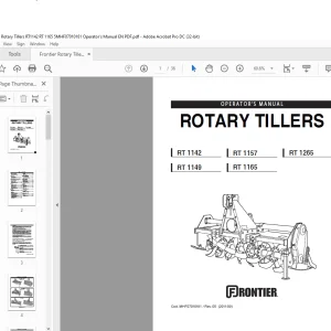 Frontier Rotary Tillers RT1142  RT 1157 RT 1265 RT 1149 RT 1165M Operator's Manual(5MHF07010181) - PDF DOWNLOAD