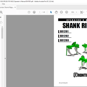 Frontier Shank Ripper SR1201 SR1202 SR1203 5TL16332 Operator's Manual - PDF DOWNLOAD