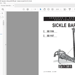 Frontier Sickle Bar SB 1106 SB 1107 Operator’s Parts Catalog Manual(GH19502091) - PDF DOWNLOAD