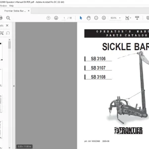 Frontier Sickle Bar SB 3106 SB 3107 SB 31078 Operator’s Parts Catalog Manual(GH19502990) -  PDF DOWNLOAD