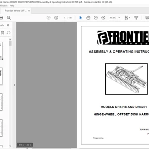 Frontier Wheel Off Set Disk Harrow DH4218 AND DH4221 Assembly & Operating Instruction Manual(5RPMAN332AO) - PDF DOWNLOAD