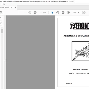 Frontier Wheel Off Set Disk Harrow DH4411 DH4414 Assembly & Operating Instruction Manual(5RPMAN294AO) - PDF DOWNLOAD