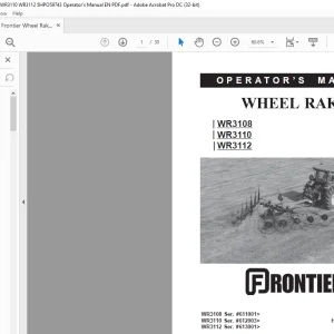 Frontier Wheel Rake WR3108 WR3110 WR3112 Operator's Manual(5HPO59743) - PDF DOWNLOAD