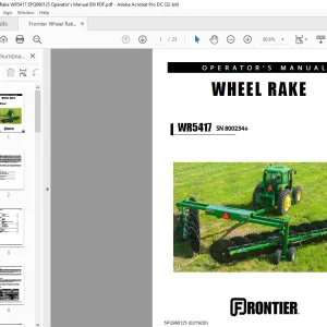 Frontier Wheel Rake WR5417 Operator's Manual(5PQ990125) - PDF DOWNLOAD