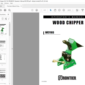 Frontier Wood Chipper WC1103 Operator's Manual(5PQ990101)  - PDF DOWNLOAD