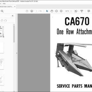 Gehl CA670 One Row Attachment Service And Parts Manual(902618A)  - PDF DOWNLOAD