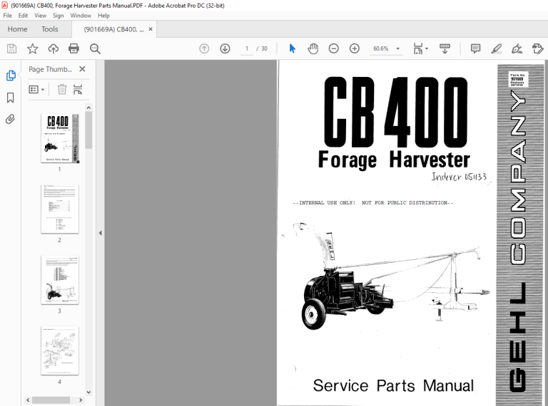 Gehl CB400, Forage Harvester Service And Parts Manual(901669A) - PDF ...