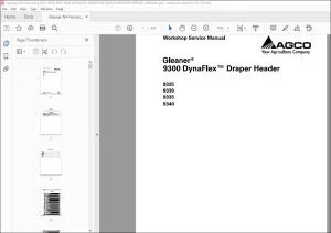 Gleaner 9300 Series 9325 9330 9335 9340 DynaFlex Draper Header Workshop Service Manual - PDF DOWNLOAD
