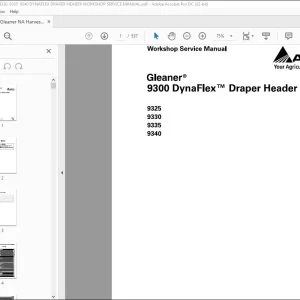 Gleaner 9300 Series 9325 9330 9335 9340 DynaFlex Draper Header Workshop Service Manual - PDF DOWNLOAD
