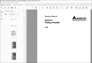 Gleaner EU 4300 Pickup Header Operator's Manual - PDF DOWNLOAD