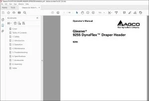 Gleaner EU 9255 DynaFlex Draper Header Operator's Manual 71483068B - PDF DOWNLOAD