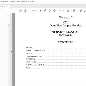 Gleaner EU 9255 DynaFlex Draper Header Service Manual 79036985A - PDF DOWNLOAD