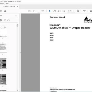 Gleaner EU 9300 Series 9325 9330 9335 9340 DynaFlex Draper Header Operator's Manual ACW424477A - PDF DOWNLOAD