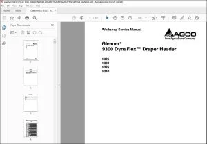 Gleaner EU 9300 Series 9325 9330 9335 9340 DynaFlex Draper Header Workshop Service Manual 79037415A - PDF DOWNLOAD