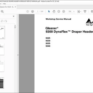 Gleaner EU 9300 Series 9325 9330 9335 9340 DynaFlex Draper Header Workshop Service Manual 79037415A - PDF DOWNLOAD