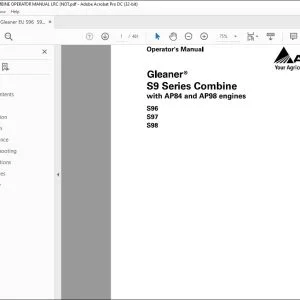 Gleaner EU S9 Series S96 S97 S98 Combine with AP84 & AP98 Engine Service Manual 79037181F - PDF DOWNLOAD