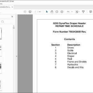Gleaner NA Harvesting 9250 DynaFlex Draper Header Repair Time Schedule Manual 79034300B - PDF DOWNLOAD