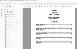 Gleaner NA Harvesting R66 R76 Rotary Combine Service Manual 79032996A - PDF DOWNLOAD