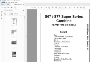 Gleaner NA Harvesting S67 S77 Super Series Combine Repair Time Schedule Manual 79034730D - PDF DOWNLOAD