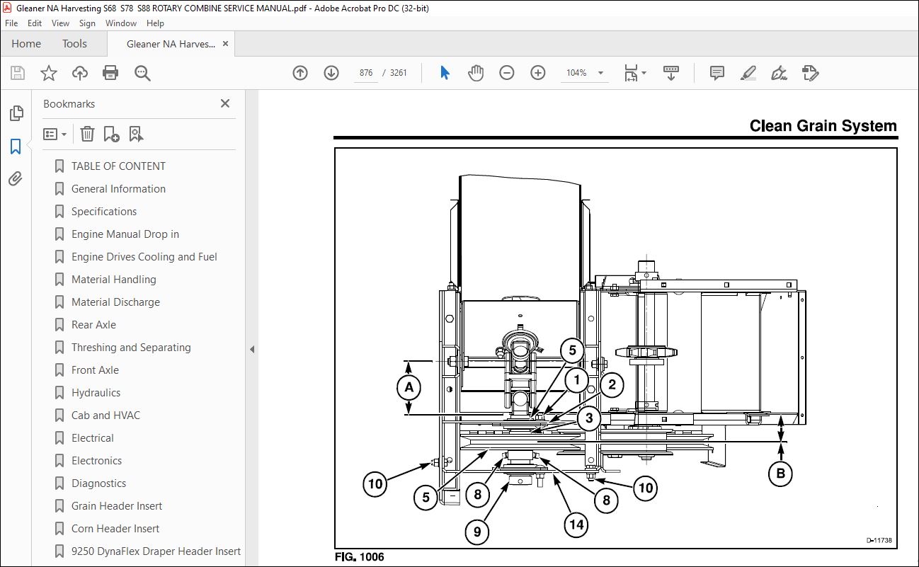 Gleaner NA Harvesting S68 S78 S88 Rotary Combine Service Manual ...