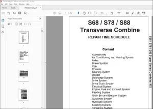 Gleaner NA Harvesting S68  S78  S88 TRANSVERSE Combine Repair Time Schedule Manual 79036616B - PDF DOWNLOAD