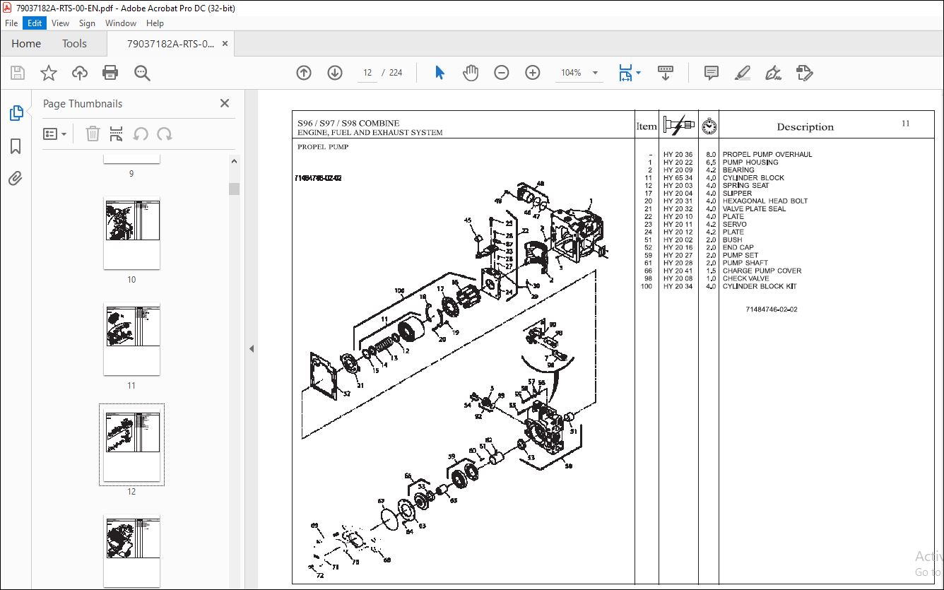 Gleaner NA Harvesting S96 S97 S98 Combine Repair Time Schedule Manual ...