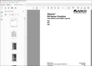 Gleaner S9 Series Combine with AP84-4 & AP98-4 engines S96 S97 S98 Service Manual 79036910B - PDF DOWNLOAD