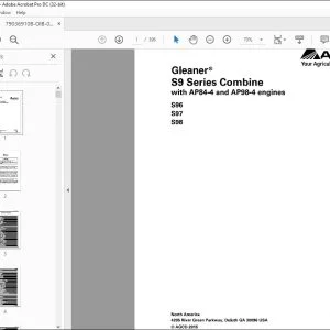 Gleaner S9 Series Combine with AP84-4 & AP98-4 engines S96 S97 S98 Service Manual 79036910B - PDF DOWNLOAD