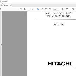 Hitachi Excavator UH07-s UH081 UH082 HYDRAULIC COMPONENTS Parts List Manual(Pl649-H-4) - PDF DOWNLOAD
