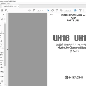 Hitachi Excavator UH16 H181 Hydraulic Clamshell Bucket (1.0m3) Instruction Parts List Manual(EMP163-AD1-1) - PDF DOWNLOAD
