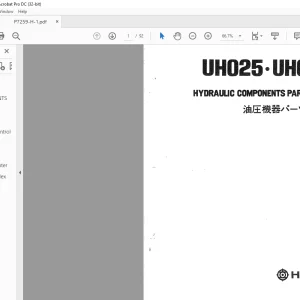 Hitachi Excavator UH25 UH031 Hydraulic Components Parts List Manual(P7259-H-1) - PDF DOWNLOAD