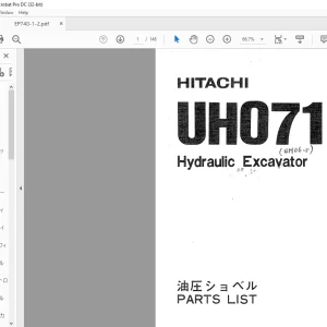 Hitachi Hydraulic Excavator UH071 UH06-5 Parts List Manual(EP740-1-2) - PDF DOWNLOAD