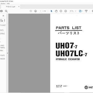 Hitachi Hydraulic Excavator UH-07-7 UH07LC-7 Parts List Manual(P164-6-2)  - PDF DOWNLOAD