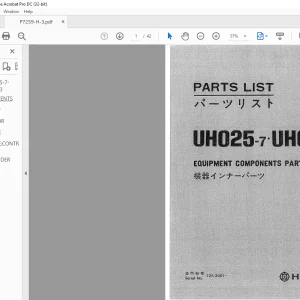 Hitachi Hydraulic Excavator UH025-7 UH033 Parts List Manual(P7259-H-3) - PDF DOWNLOAD