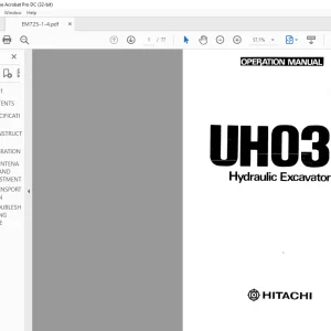 Hitachi Hydraulic Excavator UH031 Operation Manual(EM725-1-4) - PDF DOWNLOAD