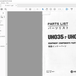 Hitachi Hydraulic Excavator UH035-7 UH043 Equipment Component Parts Manual(P119-E1-1) - PDF DOWNLOAD