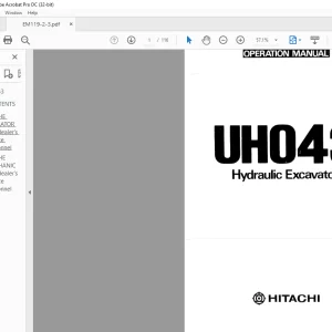 Hitachi Hydraulic Excavator UH043 Operation Manual(EM119-2-3)  - PDF DOWNLOAD