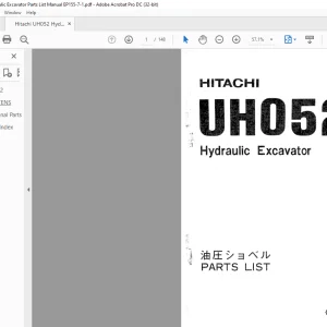 Hitachi Hydraulic Excavator UH052 Parts List Manual(EMP155-7-1) - PDF DOWNLOAD