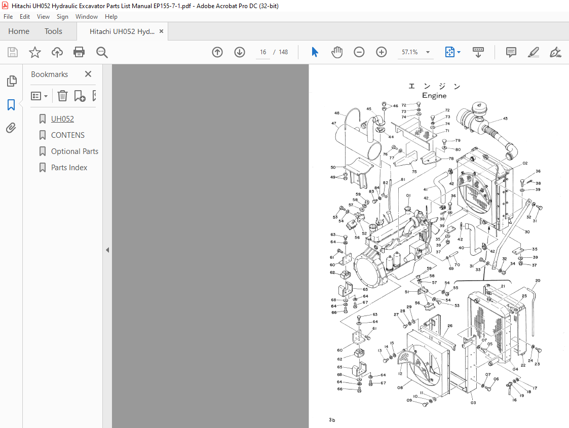 Hitachi Hydraulic Excavator UH052 Parts List Manual(EMP155-7-1) - PDF ...