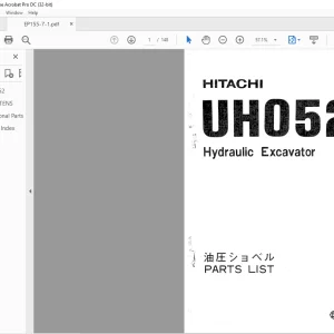 Hitachi Hydraulic Excavator UH052 Parts List Manual(EP155-7-1) - PDF DOWNLOAD