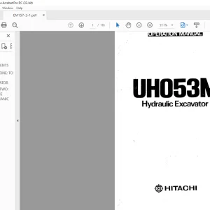 Hitachi Hydraulic Excavator UH053M Operation Manual(EM157-3-1) - PDF DOWNLOAD