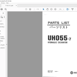 Hitachi Hydraulic Excavator UH055-7 Parts List Manual(P130-4-2)  - PDF DOWNLOAD