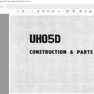 Hitachi Hydraulic Excavator UH05D Construction & Parts List Manual  - PDF DOWNLOAD