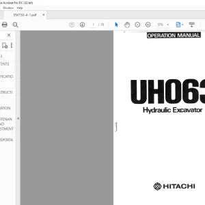 Hitachi Hydraulic Excavator UH063 Operation Manual(EM730-4-1) - PDF DOWNLOAD