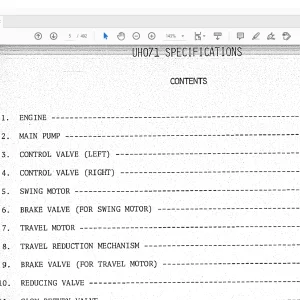 Hitachi Hydraulic Excavator UH071 Service Manual(KM056-00) -  PDF DOWNLOAD