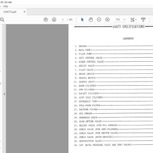 Hitachi Hydraulic Excavator UH073 Service Manual  - PDF DOWNLOAD