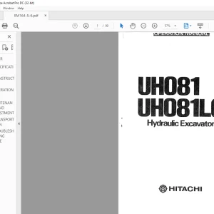 Hitachi Hydraulic Excavator UH081 UH081LC SERVICE Manual(EM164-5-6) - PDF DOWNLOAD
