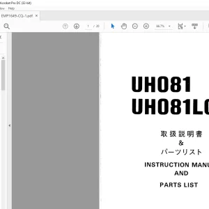 Hitachi Hydraulic Excavator UH081 UH082 Instruction Parts List Manual(EMP-CQ-1) - PDF DOWNLOAD