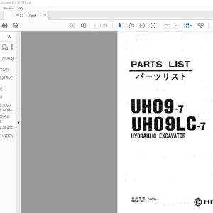 Hitachi Hydraulic Excavator UH09-7 UH09LC-7 Parts List Manual(P152-1-3) - PDF DOWNLOAD